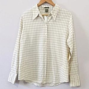 Dockers Plaid Button Down Collared Shirt, Cream / Brown